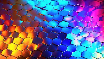 Vibrant hexagonal tiles reflecting shades of orange, blue, and purple- Stock Photo or Stock Video of rcfotostock | RC Photo Stock