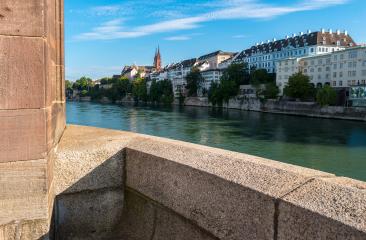 View of the ald town of Basel with red stone Munster cathedral on the Rhine river at summer, Switzerland- Stock Photo or Stock Video of rcfotostock | RC Photo Stock