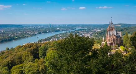view of the Drachenburg Castle from the Drachenfels at Bonn- Stock Photo or Stock Video of rcfotostock | RC Photo Stock