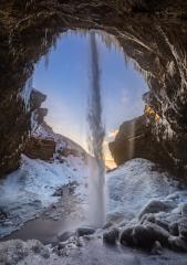 Wasserfall Kvernufoss, Winter, Schnee, Eis,mit blauem Himmel : Stock Photo or Stock Video Download rcfotostock photos, images and assets rcfotostock | RC Photo Stock.: