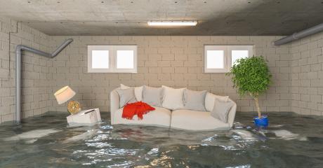 Water damager after flooding in basement with furniture floating - Stock Photo or Stock Video of rcfotostock | RC-Photo-Stock