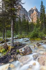 Waterfall at the far end of the Moraine Lake in the banff national park canda- Stock Photo or Stock Video of rcfotostock | RC-Photo-Stock