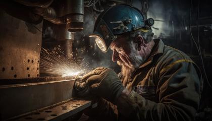 Welder at work on a hall, heavy industry (Generative AI) : Stock Photo or Stock Video Download rcfotostock photos, images and assets rcfotostock | RC Photo Stock.: