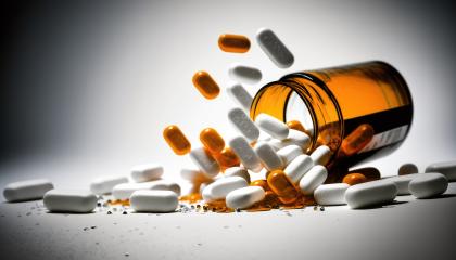 White  and orange medical pills flying out of the bottle (Generative AI)- Stock Photo or Stock Video of rcfotostock | RC Photo Stock