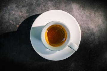 white cup of espresso coffee on dark background- Stock Photo or Stock Video of rcfotostock | RC-Photo-Stock