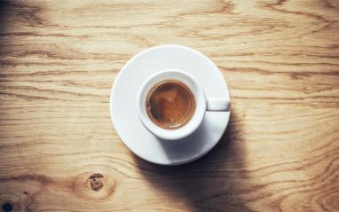 White Cup of Espresso on wooden table. Top view.- Stock Photo or Stock Video of rcfotostock | RC-Photo-Stock