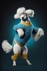 White poodle dog dancing in a noble sweater (Generative AI) : Stock Photo or Stock Video Download rcfotostock photos, images and assets rcfotostock | RC Photo Stock.: