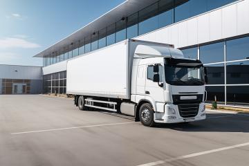 White semi truck parked by a warehouse- Stock Photo or Stock Video of rcfotostock | RC Photo Stock