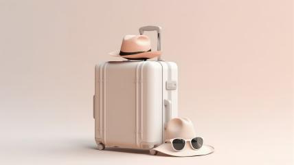 White suitcase with hat and sunglasses on pink background : Stock Photo or Stock Video Download rcfotostock photos, images and assets rcfotostock | RC Photo Stock.: