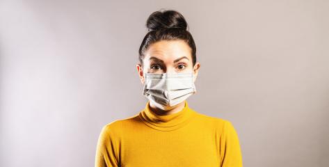 Woman wearing protection face mask against coronavirus outbreak COVID-19. Banner panorama medical staff preventive gear.- Stock Photo or Stock Video of rcfotostock | RC Photo Stock