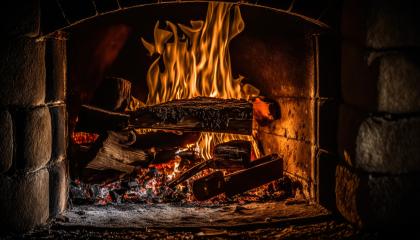 Wood burning in a cozy fireplace at home (Generative AI) : Stock Photo or Stock Video Download rcfotostock photos, images and assets rcfotostock | RC Photo Stock.: