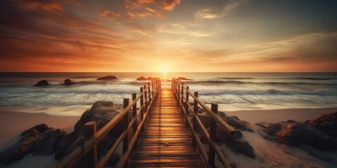 Wooden road to the sea, generative AI- Stock Photo or Stock Video of rcfotostock | RC Photo Stock