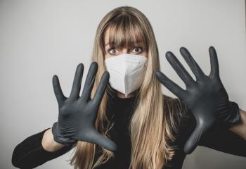 young, blond beautiful woman puts ffp2 protective mask on with protective medical gloves for protection against corona : Stock Photo or Stock Video Download rcfotostock photos, images and assets rcfotostock | RC Photo Stock.: