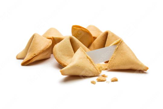  fortune cookies with note and crumbs  : Stock Photo or Stock Video Download rcfotostock photos, images and assets rcfotostock | RC Photo Stock.: