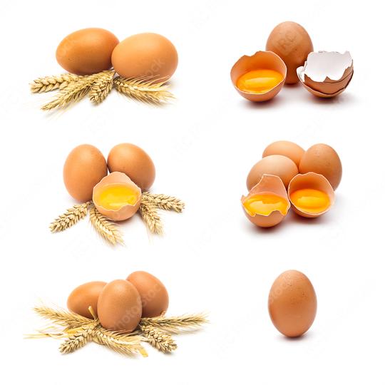  hen eggs set isolated on white   : Stock Photo or Stock Video Download rcfotostock photos, images and assets rcfotostock | RC Photo Stock.: