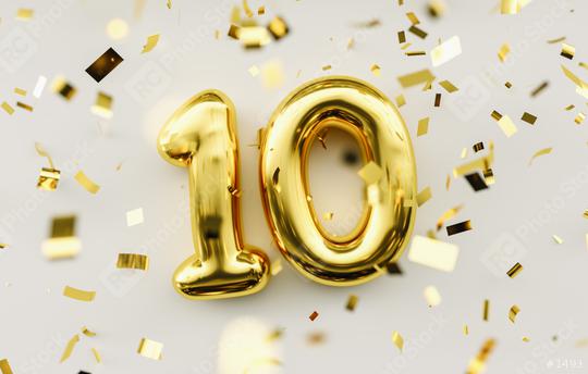 10 years old. Gold balloons number 10th anniversary, happy birth  : Stock Photo or Stock Video Download rcfotostock photos, images and assets rcfotostock | RC-Photo-Stock.: