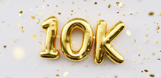 10k followers celebration. Social media achievement poster. 10k followers thank you lettering. Golden sparkling confetti ribbons. Gratitude text on white background.  : Stock Photo or Stock Video Download rcfotostock photos, images and assets rcfotostock | RC-Photo-Stock.: