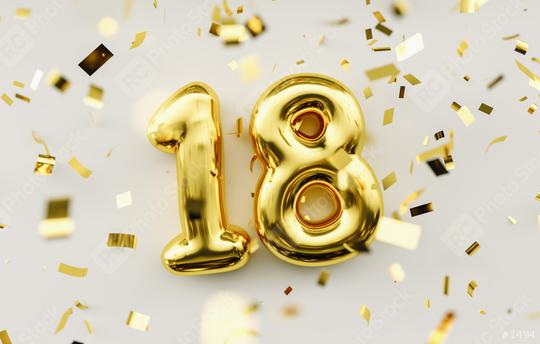 18 years old. Gold balloons number 18th anniversary, happy birth  : Stock Photo or Stock Video Download rcfotostock photos, images and assets rcfotostock | RC Photo Stock.: