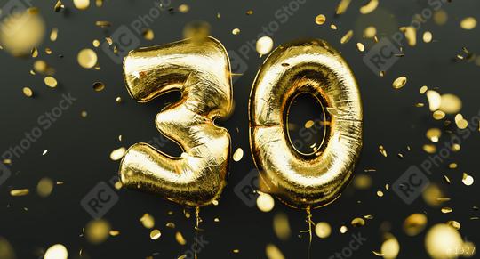 30 years old. Gold balloons number 30th anniversary, happy birthday congratulations, with falling confetti  : Stock Photo or Stock Video Download rcfotostock photos, images and assets rcfotostock | RC Photo Stock.: