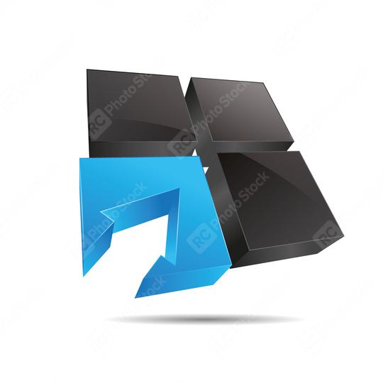 3D abstract cube blue nature window square arrow direction symbol corporate design icon logo trademark  : Stock Photo or Stock Video Download rcfotostock photos, images and assets rcfotostock | RC Photo Stock.: