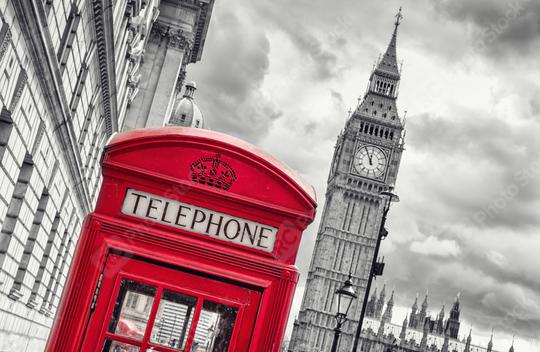 5 min before 12 o`clock in London at the Big ben with red telephone box  : Stock Photo or Stock Video Download rcfotostock photos, images and assets rcfotostock | RC Photo Stock.: