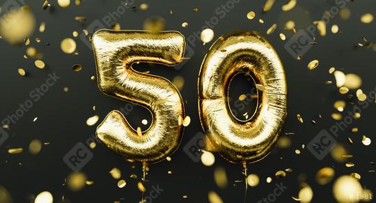50 years old. Gold balloons number 50th anniversary, happy birthday congratulations, with falling confetti  : Stock Photo or Stock Video Download rcfotostock photos, images and assets rcfotostock | RC Photo Stock.: