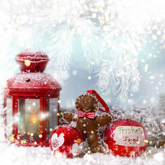 A festive scene featuring a red lantern, a gingerbread figure, red Christmas ornaments, and snow-covered branches, with sparkling lights creating a magical holiday atmosphere.
  : Stock Photo or Stock Video Download rcfotostock photos, images and assets rcfotostock | RC Photo Stock.: