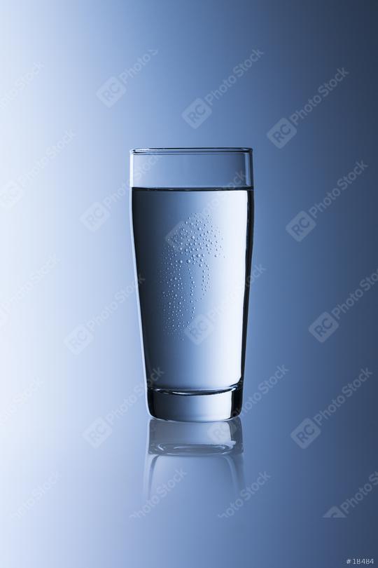 A glass of water with drinking water on blue gradient willi cup background with reflection  : Stock Photo or Stock Video Download rcfotostock photos, images and assets rcfotostock | RC Photo Stock.: