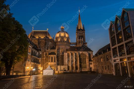 Aachen Cathedral at blue hour  : Stock Photo or Stock Video Download rcfotostock photos, images and assets rcfotostock | RC Photo Stock.: