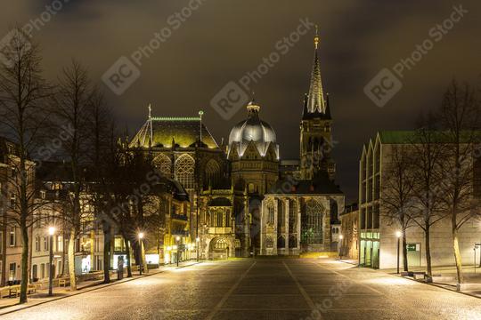 Aachen Cathedral at Night  : Stock Photo or Stock Video Download rcfotostock photos, images and assets rcfotostock | RC Photo Stock.: