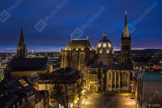 Aachen Cathedral at night  : Stock Photo or Stock Video Download rcfotostock photos, images and assets rcfotostock | RC Photo Stock.: