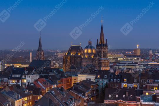 aachen cathedral (Dom) at dusk  : Stock Photo or Stock Video Download rcfotostock photos, images and assets rcfotostock | RC Photo Stock.: