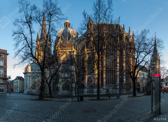 aachen cathedral with minster place in morning   : Stock Photo or Stock Video Download rcfotostock photos, images and assets rcfotostock | RC Photo Stock.: