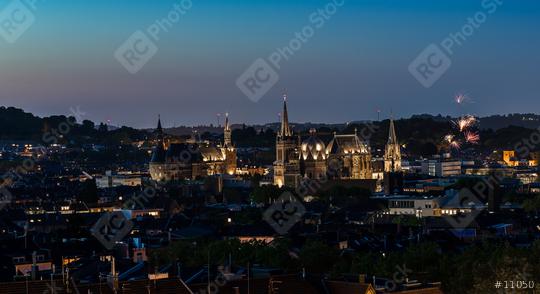 Aachen city at night with fireworks  : Stock Photo or Stock Video Download rcfotostock photos, images and assets rcfotostock | RC Photo Stock.: