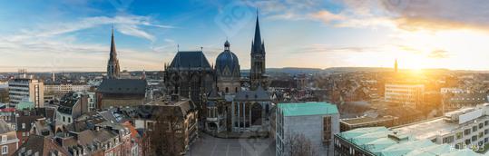 Aachen city panorama with Cathedral (Dom) at sunset  : Stock Photo or Stock Video Download rcfotostock photos, images and assets rcfotostock | RC Photo Stock.: