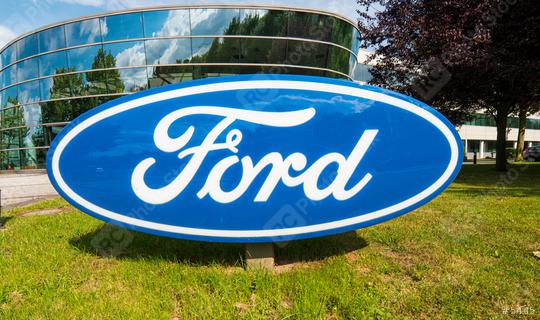 AACHEN, GERMANY APRIL, 2017: Ford logo on a dealership