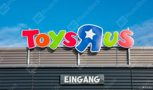 AACHEN, GERMANY FEBRUARY, 2017: Logo of the brand Toys r us. Toys r us is an American toy and juvenile products retailer.  : Stock Photo or Stock Video Download rcfotostock photos, images and assets rcfotostock | RC Photo Stock.: