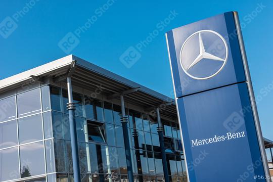 AACHEN, GERMANY FEBRUARY, 2017: Office of official dealer Mercedes-Benz. Mercedes-Benz is a German automobile manufacturer.   : Stock Photo or Stock Video Download rcfotostock photos, images and assets rcfotostock | RC Photo Stock.: