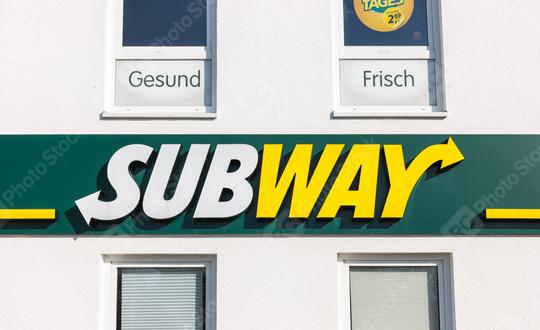 AACHEN, GERMANY FEBRUARY, 2017: Subway fast food restaurant sign. Subway is an American fast food franchise offering sub sandwiches and salads. Subway has over 43,000 restaurants worldwide.  : Stock Photo or Stock Video Download rcfotostock photos, images and assets rcfotostock | RC Photo Stock.: