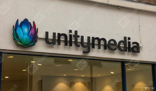 AACHEN, GERMANY FEBRUARY, 2017: Unitymedia shop logo in Aachen. Unitymedia GmbH is a German cable network operator based in Cologne.  : Stock Photo or Stock Video Download rcfotostock photos, images and assets rcfotostock | RC Photo Stock.: