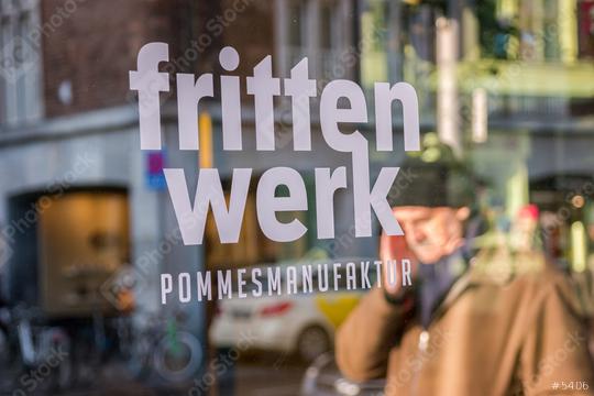 AACHEN, GERMANY JANUARY, 2017: Close up of Frittenwerk logo in the city of Aachen. Frittenwerk is a German fries Manufacture company of fast food restaurants in NRW Germany.  : Stock Photo or Stock Video Download rcfotostock photos, images and assets rcfotostock | RC Photo Stock.: