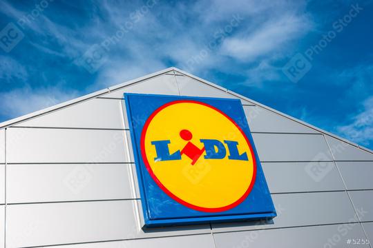 AACHEN, GERMANY JANUARY, 2017: LIDL supermarket chain sign. LIDL is a German global discount supermarket chain, based in Neckarsulm, Baden-Wuerttemberg, Germany.  : Stock Photo or Stock Video Download rcfotostock photos, images and assets rcfotostock | RC Photo Stock.: