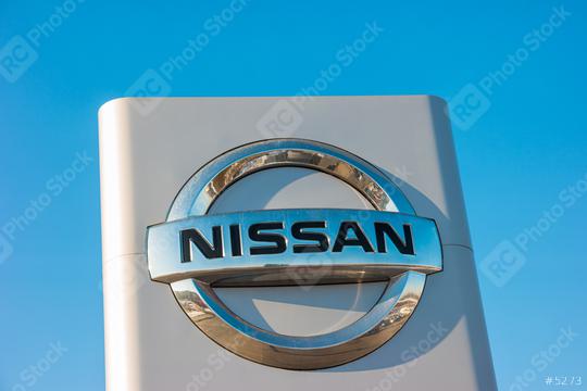 AACHEN, GERMANY JANUARY, 2017: Nissan automobile dealership Sign. Nissan Motor Corporation is a Japanese multinational automobile manufacturer headquartered in Nishi-ku, Yokohama, Japan.  : Stock Photo or Stock Video Download rcfotostock photos, images and assets rcfotostock | RC Photo Stock.:
