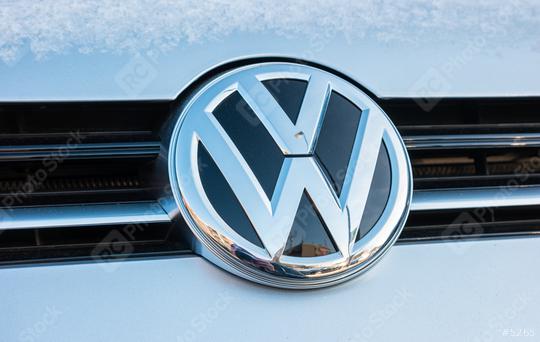 AACHEN, GERMANY JANUARY, 2017: Sign of a Volkswagen logo on a car at winter. Volkswagen is a company of the Volkswagen Group.  : Stock Photo or Stock Video Download rcfotostock photos, images and assets rcfotostock | RC Photo Stock.: