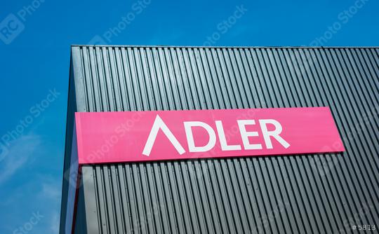 AACHEN, GERMANY MARCH, 2017: Adler Fashion Logo. Adler Fashion AG is located in Haibach near Aschaffenburg, is a listed retailer chain with 174 stores in Germany, Austria, Luxembourg and Switzerland.  : Stock Photo or Stock Video Download rcfotostock photos, images and assets rcfotostock | RC Photo Stock.: