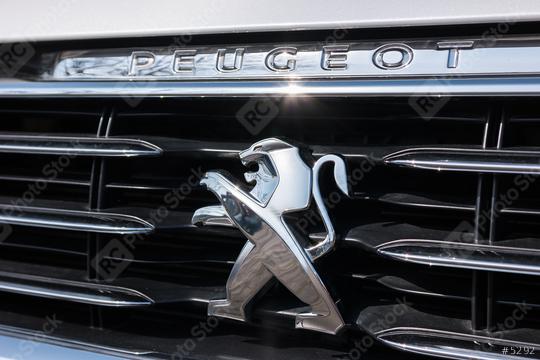 AACHEN, GERMANY MARCH, 2017: Peugeot logo on a car. Peugeot is a French cars brand, part of PSA Peugeot Citroen.  : Stock Photo or Stock Video Download rcfotostock photos, images and assets rcfotostock | RC Photo Stock.: