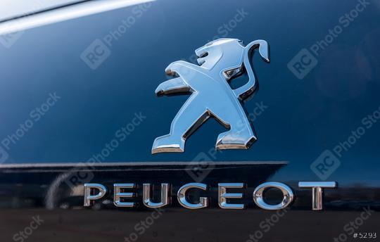 AACHEN, GERMANY MARCH, 2017: Peugeot logo sign on a car. Peugeot is a French cars brand, part of PSA Peugeot Citroen.  : Stock Photo or Stock Video Download rcfotostock photos, images and assets rcfotostock | RC Photo Stock.: