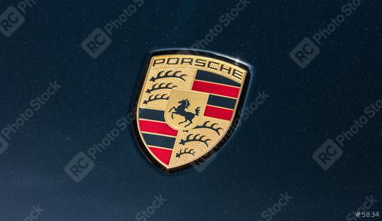 AACHEN, GERMANY MARCH, 2017: Porsche Logo Close Up on a black car. Ferdinand Porsche founded the company in 1931 with main offices in the centre of Stuttgart.  : Stock Photo or Stock Video Download rcfotostock photos, images and assets rcfotostock | RC Photo Stock.: