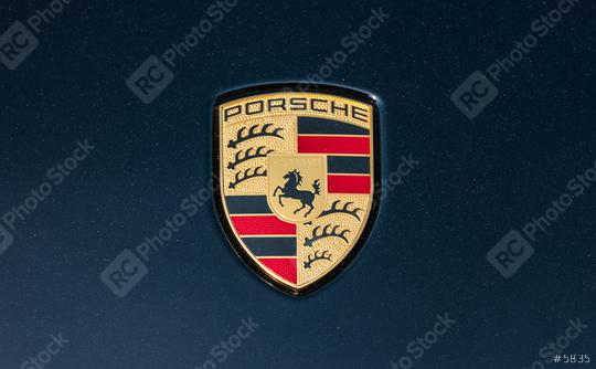 AACHEN, GERMANY MARCH, 2017: Porsche Sign Close Up on a black car. Ferdinand Porsche founded the company in 1931 with main offices in the centre of Stuttgart.  : Stock Photo or Stock Video Download rcfotostock photos, images and assets rcfotostock | RC Photo Stock.: