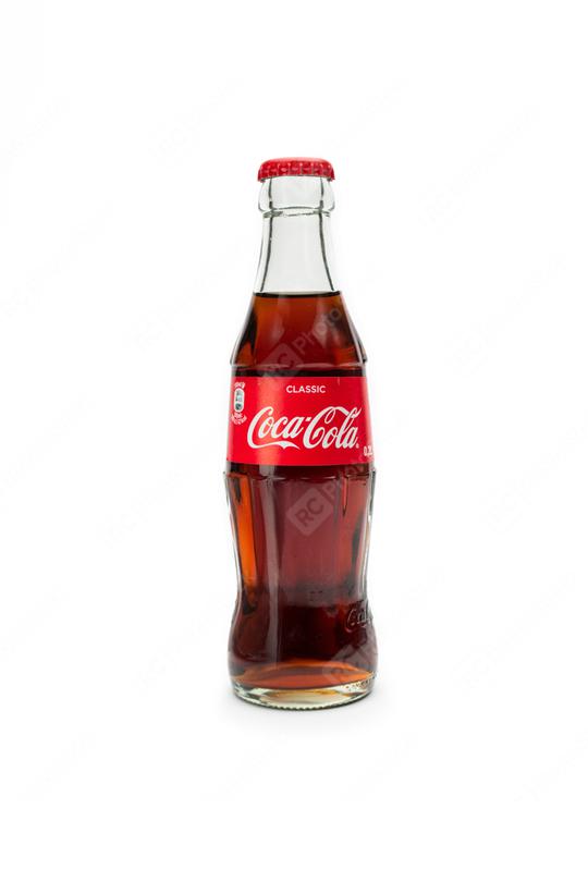 AACHEN, GERMANY OCTOBER, 2017: 250ml Classic Coca-Cola glass bottle isolated on white background. Coca-Cola Company is the most popular market leader in Germany.  : Stock Photo or Stock Video Download rcfotostock photos, images and assets rcfotostock | RC-Photo-Stock.: